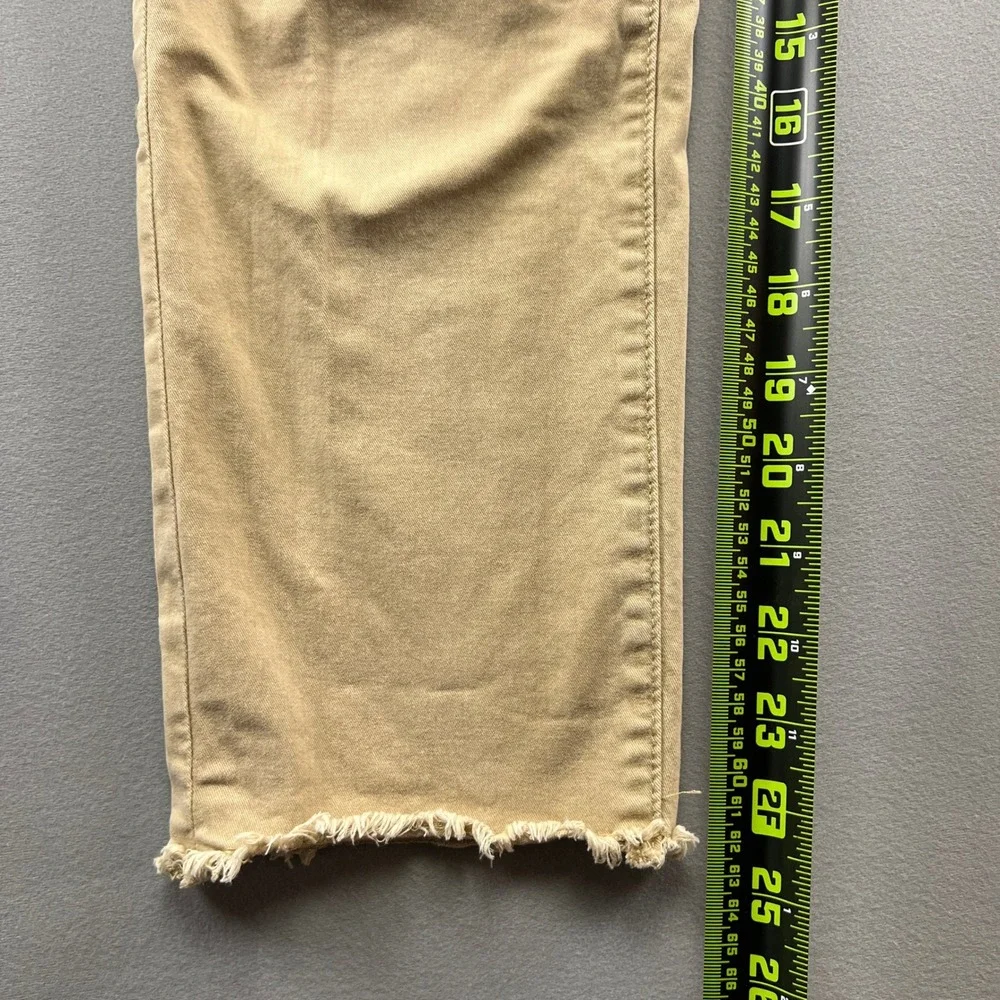 Loft Chino Pants Womens 4 Tan Cotton Stretch Resort Wear Straight Leg Frayed Hem